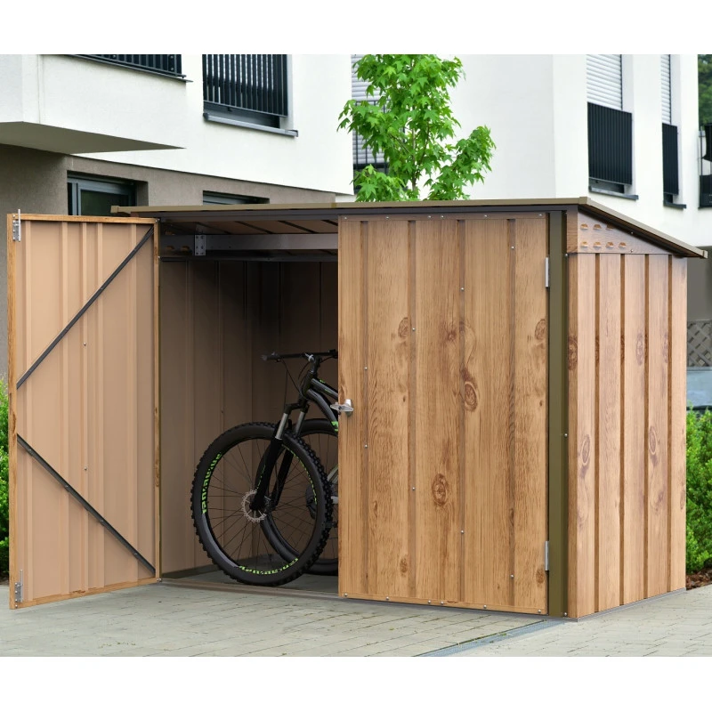 Abri à Vélos En Acier Imitation Bois Monopente 2,05m² + Kit D'ancrage - DURAMAX – Image 2
