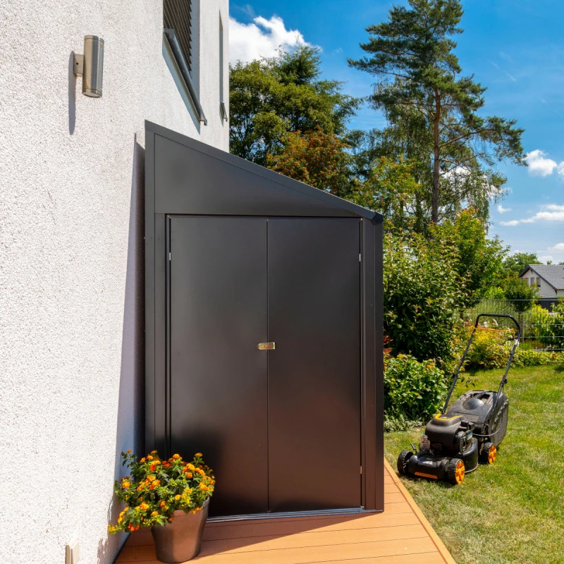 Abri De Jardin 2,4m² Adossé En Acier Galvanisé Anthracite Spacemaker – Image 2