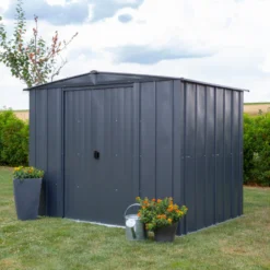 Abri De Jardin 4,58m² Toit Double Pente En Acier Galvanisé Anthracite Spacemaker