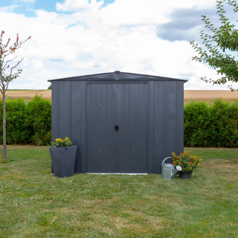 Abri De Jardin 4,58m² Toit Double Pente En Acier Galvanisé Anthracite Spacemaker – Image 4