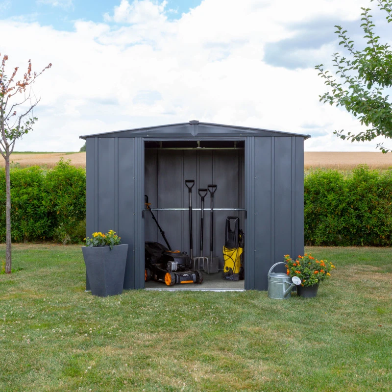 Abri De Jardin 4,58m² Toit Double Pente En Acier Galvanisé Anthracite Spacemaker – Image 5