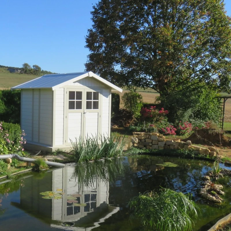 Abri De Jardin En PVC 4,9m² DECO Blanc Et Gris Vert Grosfillex + Kit Ancrage Offert – Image 2