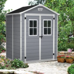 Abri De Jardin En Résine 2,8m² Gris Clair Premium 65 DPF + Plancher Keter