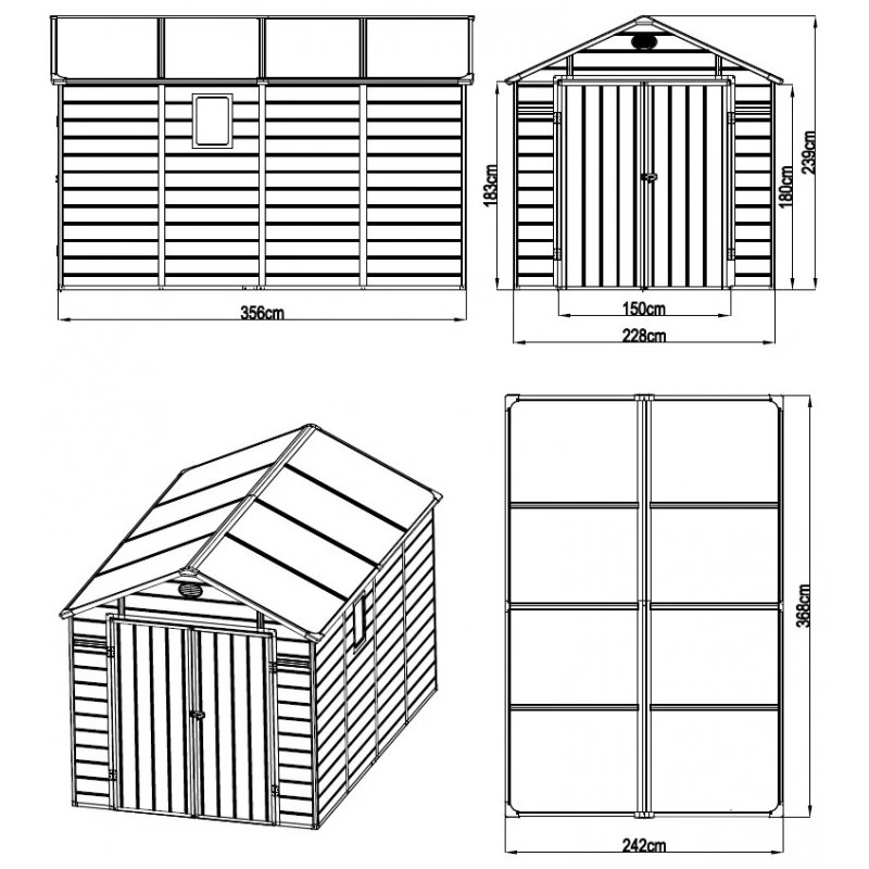 Abri De Jardin En Résine Beige 8,90m² + Kit De Fondation - JOBU – Image 2