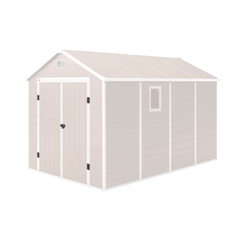 Abri De Jardin En Résine Beige 8,90m² + Kit De Fondation - JOBU