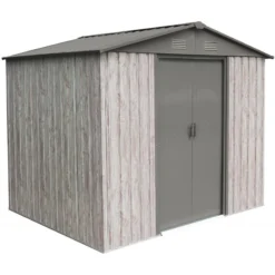 Abri De Jardin Métal 4,1m² WoodTouch Beige + Kit D'ancrage X-METAL