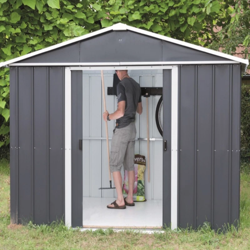 Abri De Jardin Métal Anthracite 7,18m² + Kit D'ancrage Inclus - YARDMASTER