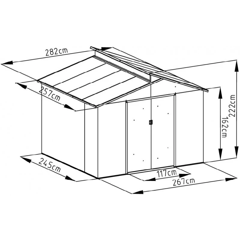 Abri De Jardin Métal Avec Puit De Lumière 7,25m² Imitation Bois Vieilli – Image 3