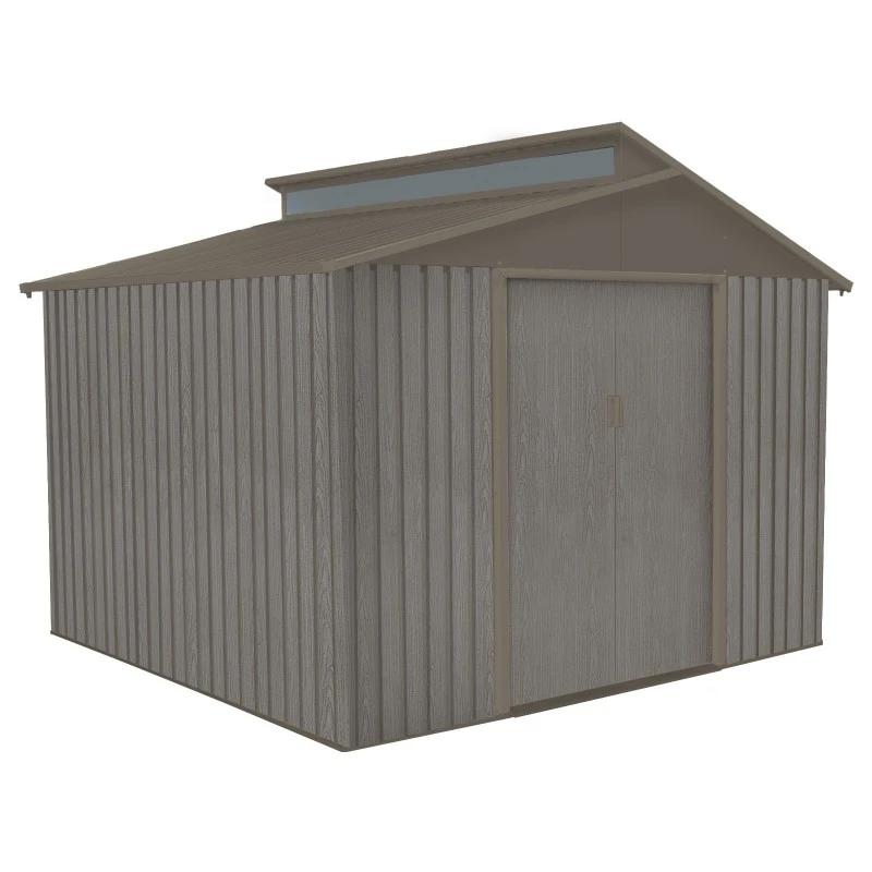 Abri De Jardin Métal Avec Puit De Lumière 7,25m² Imitation Bois Vieilli – Image 4