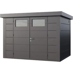 Abri En Acier Galvanisé Gris Anthracite 7,1m² Avec Double Porte Eleganto 3024 Telluria