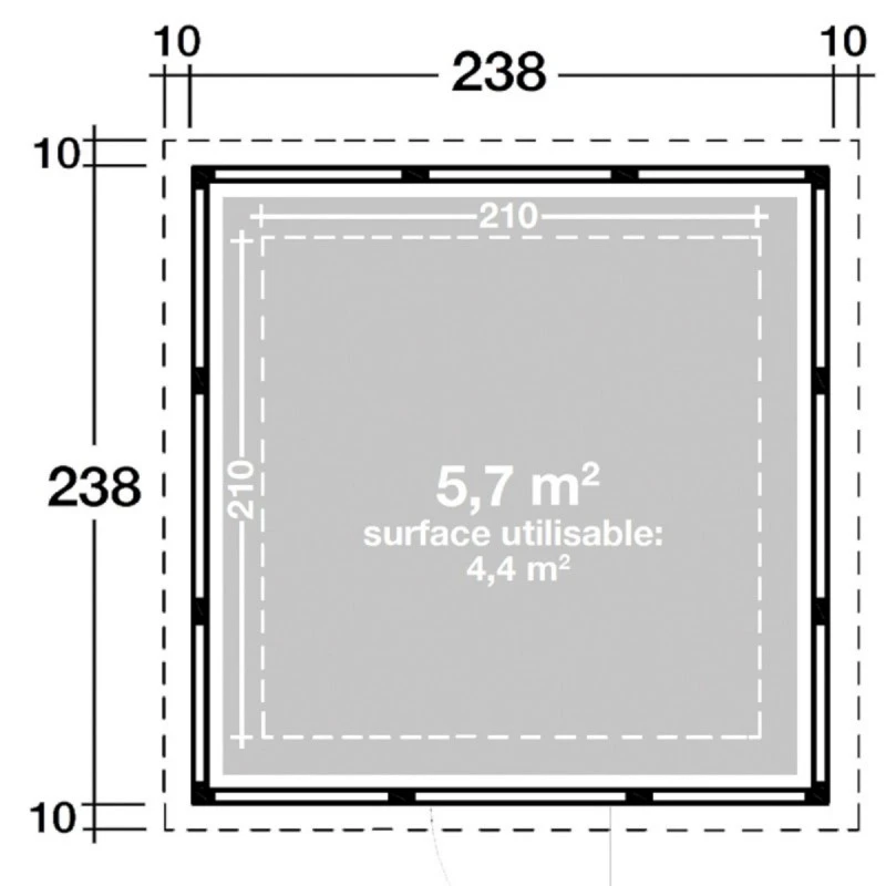 Abri En Acier Galvanisé Gris Clair 5,7m² Eleganto 2424 Telluria – Image 2