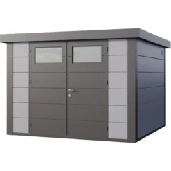 Abri En Acier Galvanisé Gris Clair 8,9m² Avec Double Porte Eleganto 3030 Telluria