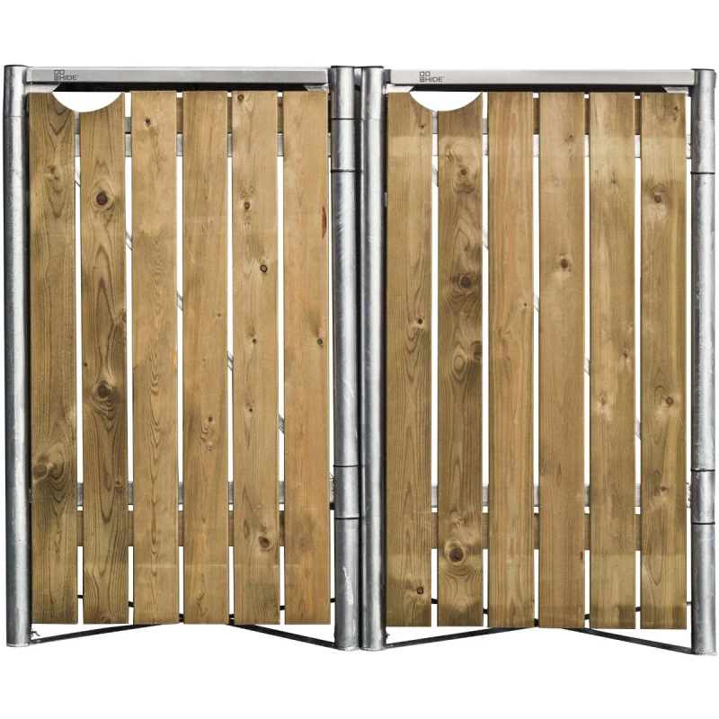 Cache-poubelle 2 Compartiments Müllbox En Bois Traité Naturel 2x140L – HIDE – Image 3