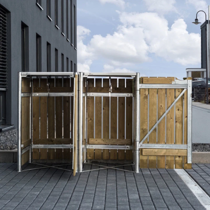 Cache-poubelle 2 Compartiments Müllbox En Bois Traité Naturel 2x140L – HIDE – Image 5