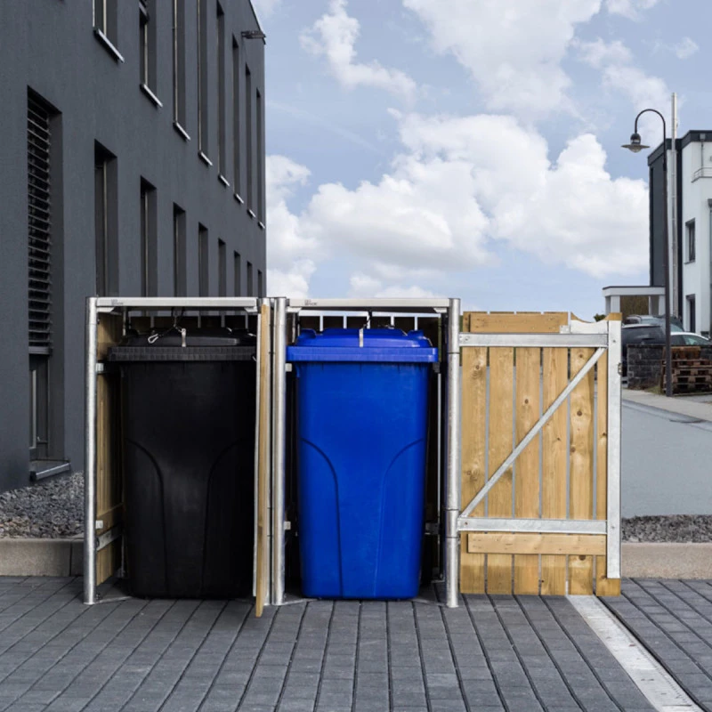 Cache-poubelle 2 Compartiments Müllbox En Bois Traité Naturel 2x140L – HIDE – Image 6