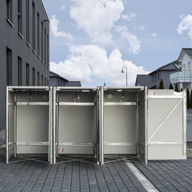 Cache-poubelle 3 Compartiments Müllbox En Aluminium Gris 3x140L – HIDE – Image 4