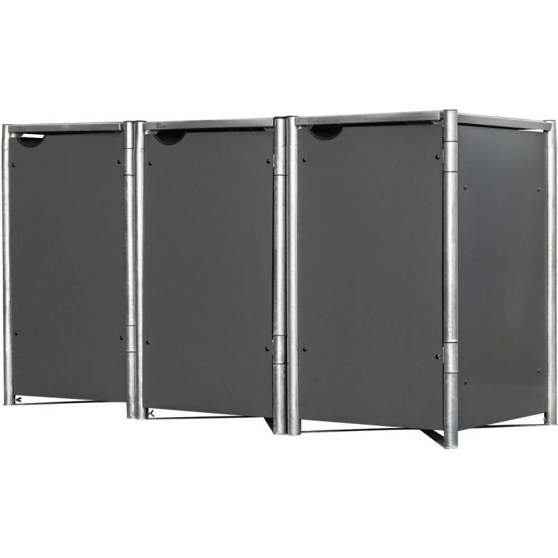 Cache-poubelle 3 Compartiments Müllbox En Aluminium Gris 3x240L – HIDE – Image 3