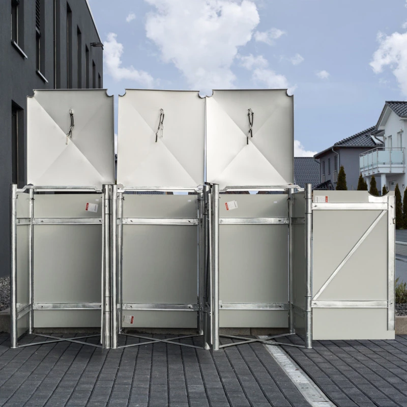 Cache-poubelle 3 Compartiments Müllbox En Aluminium Gris 3x240L – HIDE – Image 6