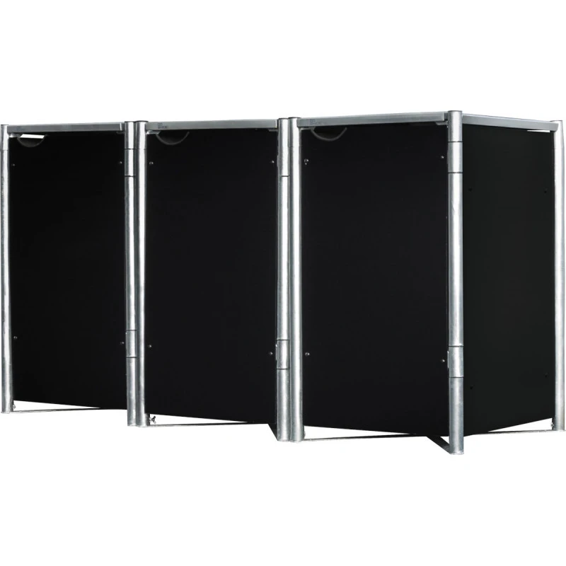 Cache-poubelle 3 Compartiments Müllbox En Aluminium Noir 3x140L – HIDE – Image 3