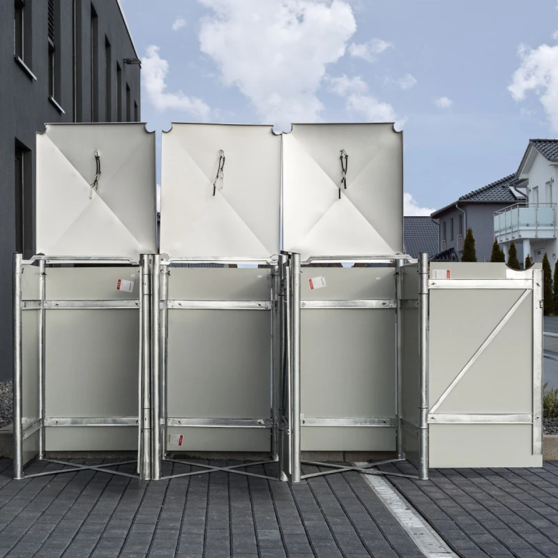 Cache-poubelle 3 Compartiments Müllbox En Aluminium Noir 3x140L – HIDE – Image 5