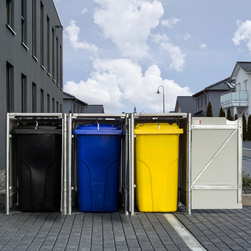 Cache-poubelle 3 Compartiments Müllbox En Aluminium Noir 3x140L – HIDE – Image 6