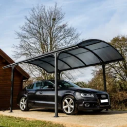 Carport 1 Voiture 14,62m² En Aluminium Et Polycarbonate 6mm ANTI-UV - Habrita