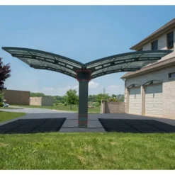 Carport Double En Alu Gris Et Polycarbonate Arizona Breeze 5000 Palram - Canopia