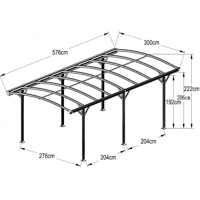 Carport En Aluminium Anthracite 3x5,76m Et Polycarbonate 6mm X-METAL â Image 4