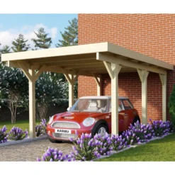 Carport En Bois Autoclave 15m² Et Toit En PVC Gris – KARIBU