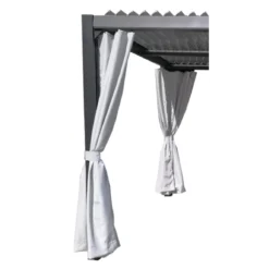 Kit De 2 Rideaux En Polyester Gris Perle Pour Pergola Savannah - Couleurs Du Monde