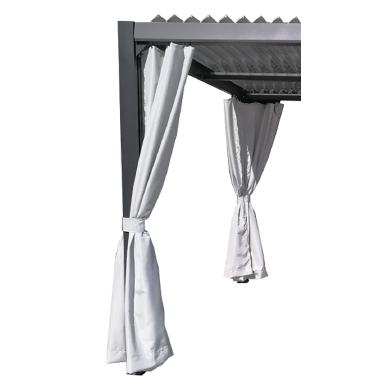 Kit De 6 Rideaux En Polyester Gris Perle Pour Pergola Memphis - Couleurs Du Monde
