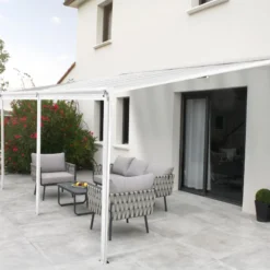 Pergola Adossée 435x300cm En Aluminium Blanc Et Polycarbonate 4mm CIELO - DCB Garden