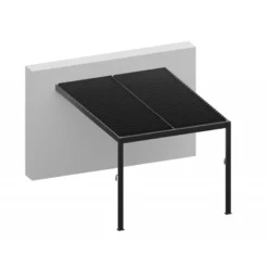 Pergola Adossée Bioclimatique En Aluminium Gris Anthracite 400x300cm Avec Lames Grises ODIN - GardenGate