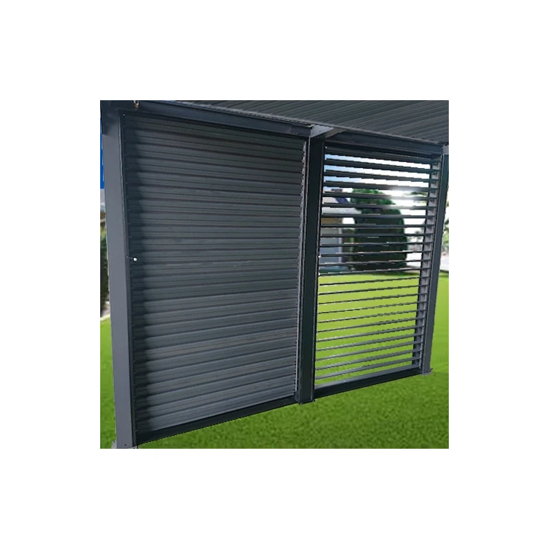 Pergola Bioclimatique Aluminium Anthracite 10,80m² Toit Avec Lames Ovales Aluminium + Ventelles Latérales Pour Côté 3m – HABRITA – Image 5