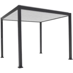 Pergola Bioclimatique Autoportante En Alu Anthracite - Lames Blanches - 3x4m Ombrea