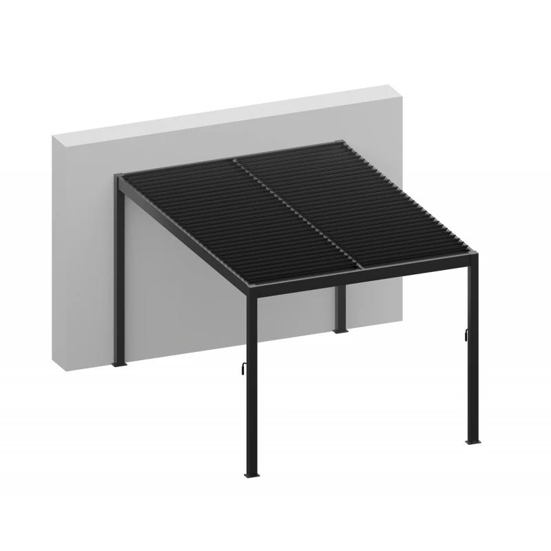 Pergola Bioclimatique En Aluminium Gris Anthracite 300x300cm Avec Lames Grises ODIN - GardenGate