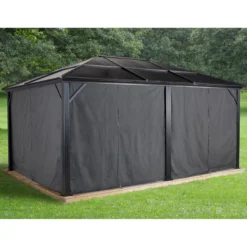 Rideaux Occultants En Polyester Gris Pour Pergola Meridien 12x16 - SOJAG