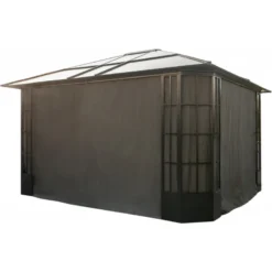 Rideaux Occultants En Polyester Gris Pour Pergola Savino 12x14 - SOJAG