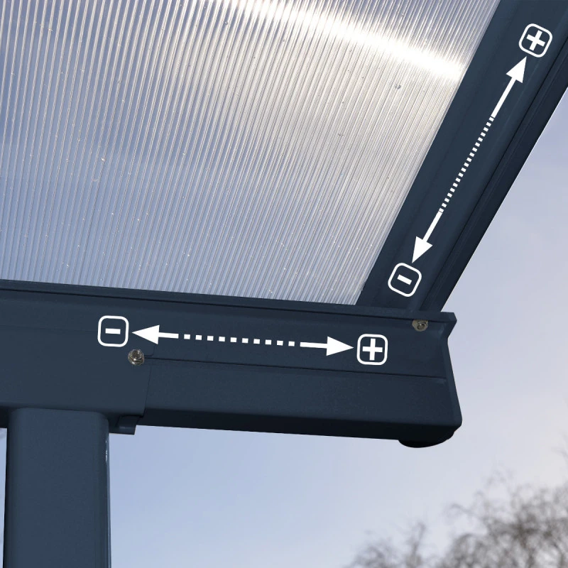 Toit De Terrasse 295x980cm En Aluminium Gris Et Polycarbonate 6mm SIERRA - Canopia By Palram – Image 4