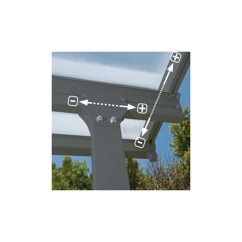 Toit De Terrasse 300x400cm En Alu Gris Anthracite Et Polycarbonate 8mm PATIO – Image 2