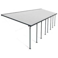Toit De Terrasse 300x1092cm En Aluminium Gris Et Polycarbonate 8mm FERIA - Canopia By Palram