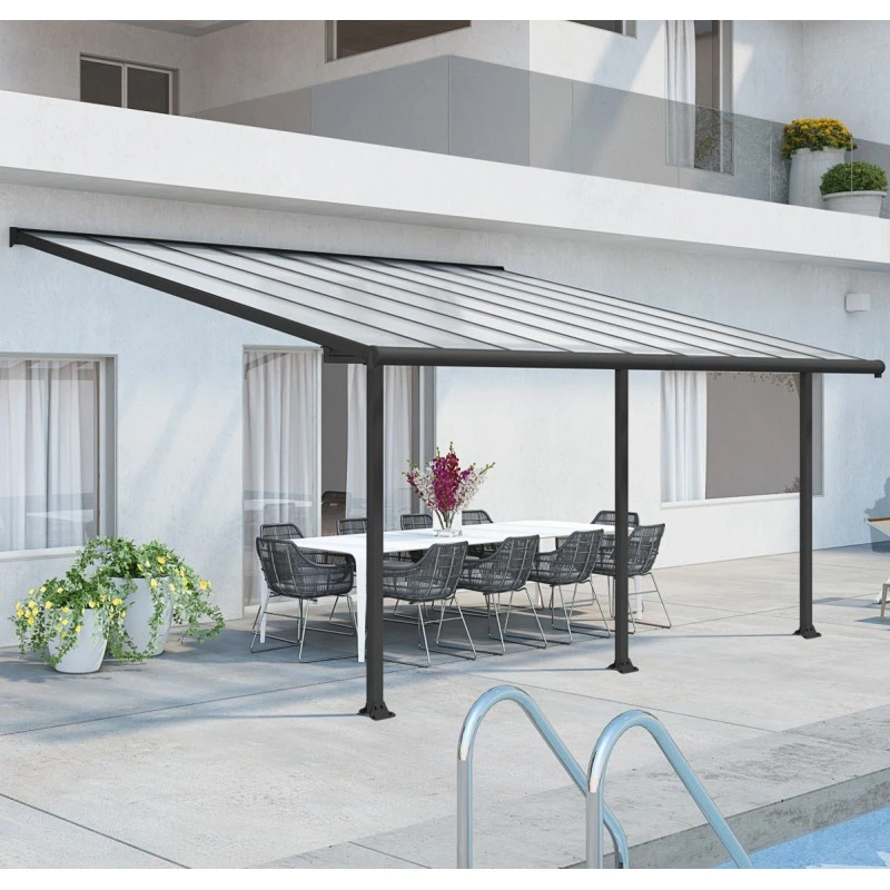 Toit De Terrasse En Aluminium Gris 3x5,46m + PC 16mm Olympia - Palram - Canopia